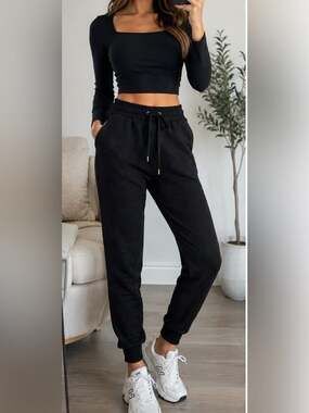 Michael Kors Black Logo Jogger Sweatpants Women’s Size M Luxe Athleisure